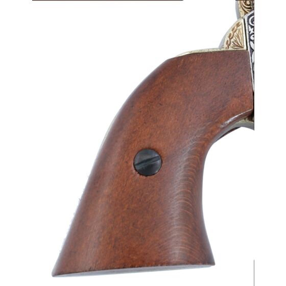 Denix Navy1851 civil war engraved revolver type collection pistol (gold cylinder)