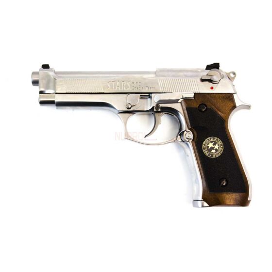 We BIOHAZARD M92 semi/full auto metal gas pistol (chrome silver)