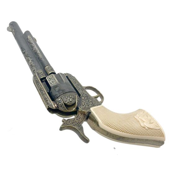 Denix Peacemaker 45 long revolver type collection pistol (engraved/gold finish)