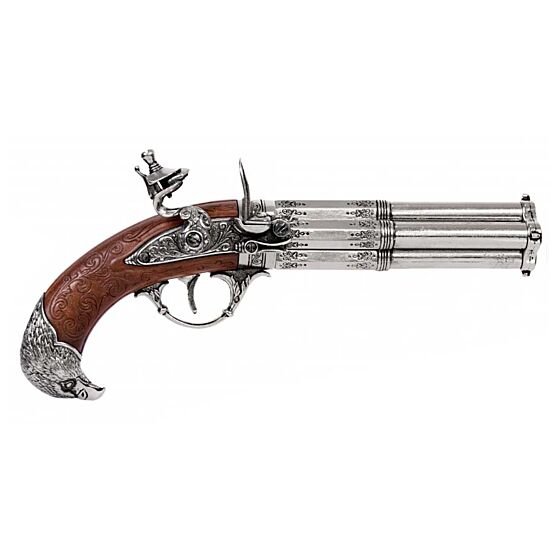 Denix pistola da collezione Francia XVIII secolo a 4 canne rotanti