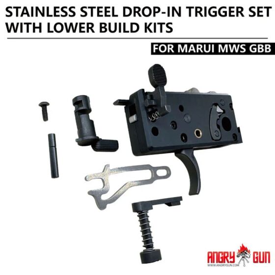 Angry Gun SET scatola grilletto ACCIAIO CNC per fucile a gas M4 MARUI MWS (Geissele SD-C)