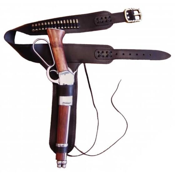 Denix DELUXE SET leather belt with holster and cartridges for Winchester Mare's leg rifle (matt brown)