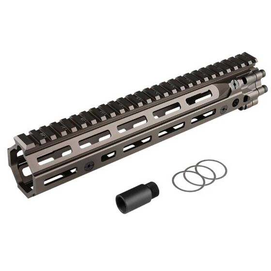 Airsoft Artisan Astina rail 10.5 pollici D.Defense style MK18 2.0 per fucile elettrico M4 (dark earth)