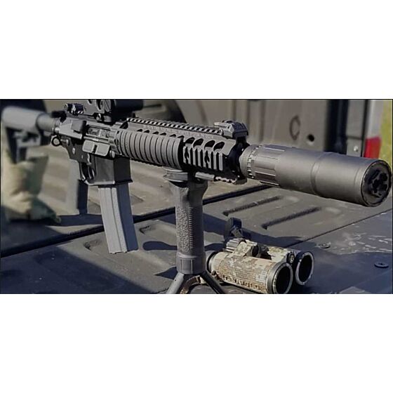 Airsoft Artisan silenziatore QD CGS style HLS con spegni fiamma (nero) 