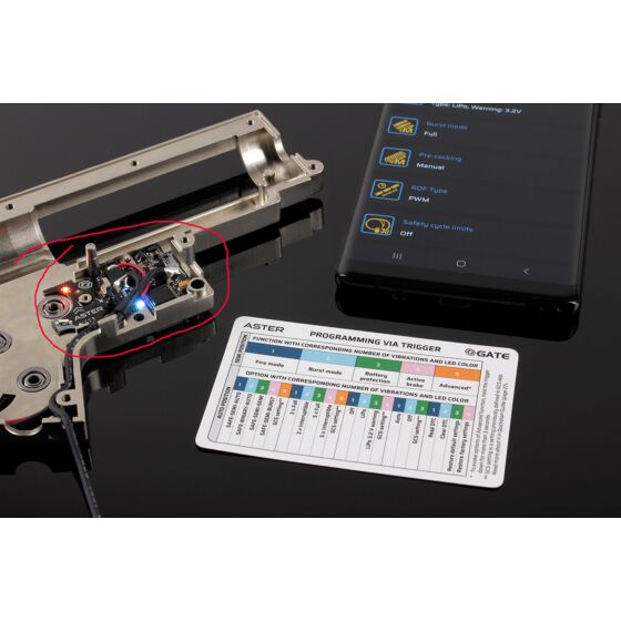 GATE ASTER SE LITE V2 contatto gearbox completo di grilletto QUANTUM con circuito mosfet BASIC MODULE per fucili elettrici ver.II (cavi posteriori)