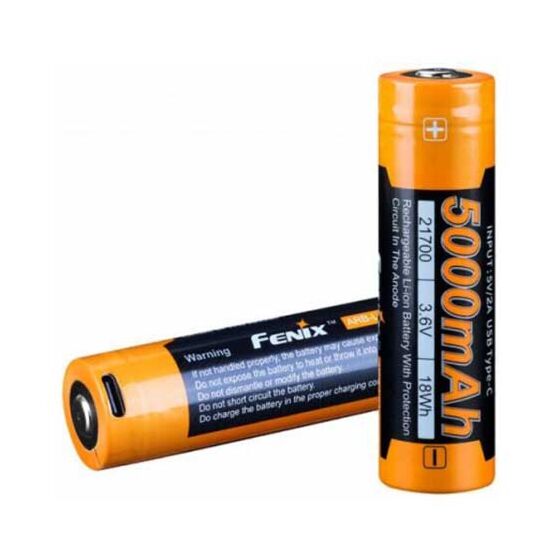 Fenix 3.6v 5000mha 21700 micro usb rechargeable battery for flashlights