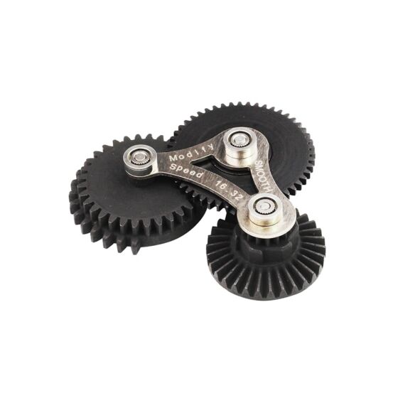 Modify SMOOTH steel gear set with lower support for 7mm gearbox (16.32:1) Hi Speed