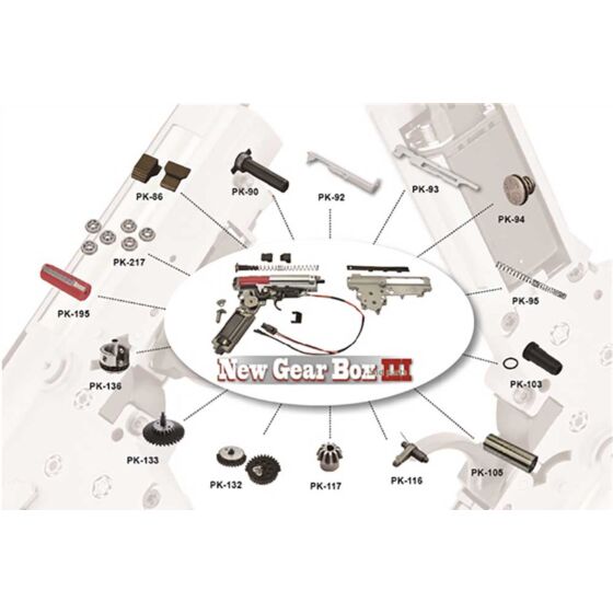 LCT 7mm gearbox set with motor for ak electric gun (front wiring)