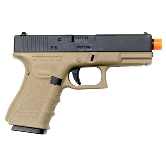 We g19 railed frame full metal gas pistol tan (gen.4)