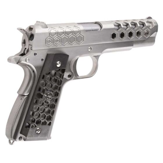 WE M1911 HEX CUT full metal gas pistol (Chrome stainless)