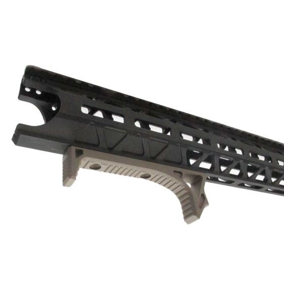 JJ airsoft grip curva multiuso per astine M-LOK (tan)