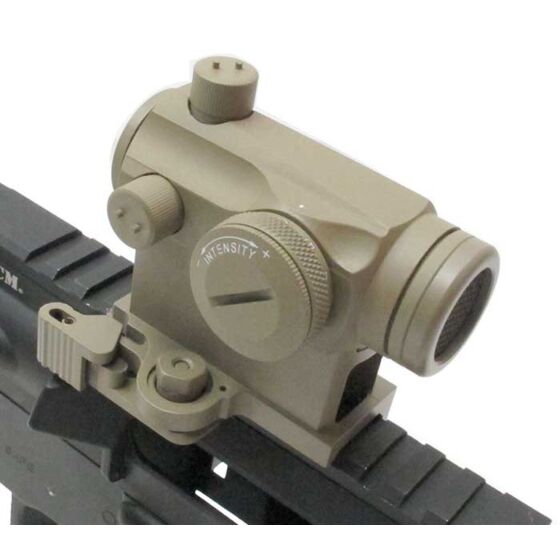 JJ airsoft ottica T043 mini red dot con estensione e Killflash (tan)