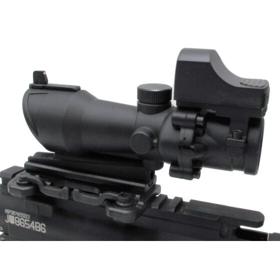 JJ airsoft ottica acog 4x32 QD style full set con red dot