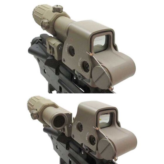 JJ airsoft XPS3.2 holo sight set + 3x magnifier with folding ring and kill flash (tan)