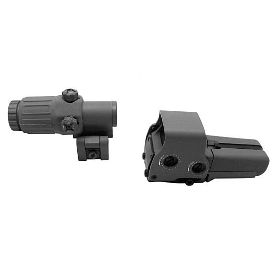JJ airsoft 558 holo sight set + 3x magnifier with folding ring (black)