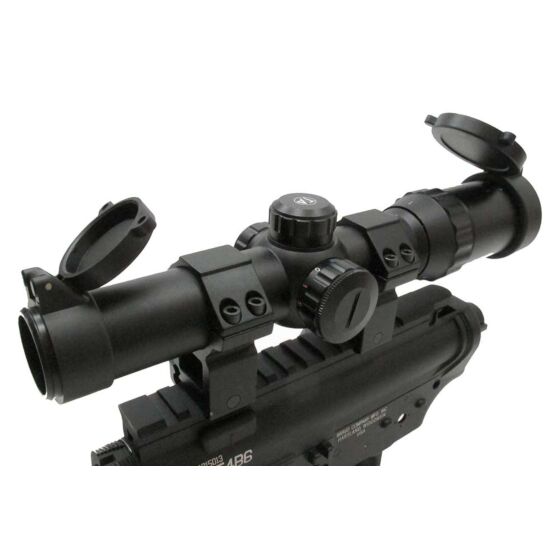 JJ airsoft 1-4x24E LPVO scope with mount ring (black)