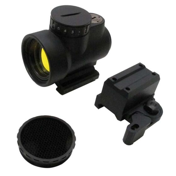 JJ airsoft ottica sgancio rapido MRO micro red circle full set con killflash (nero)