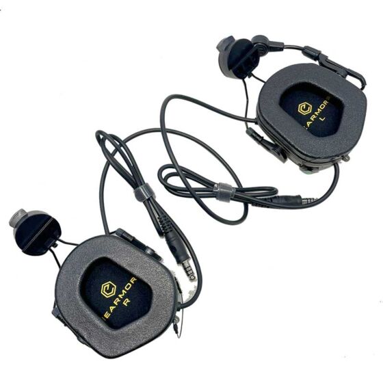 EARMOR cuffie radio ricevitore M32H MARK3 MILPRO DUAL COMMUNICATION per elmetti ARC (verdi)