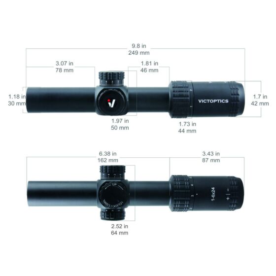 VictOptics S6 1-6x24 SFP LPVO tactical scope with mount ring (black)
