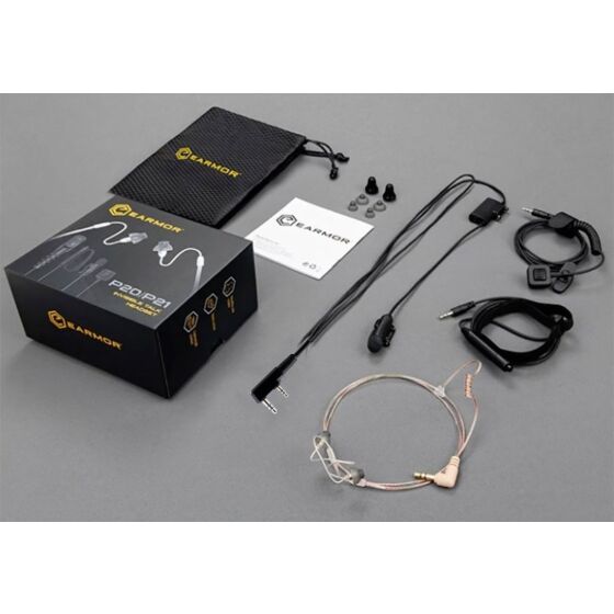 EARMOR Auricolare invisibile DOPPIO P21 per radio ricevitori Kenwood/Baofeng