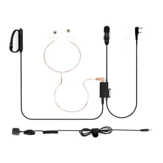 EARMOR Auricolare invisibile DOPPIO P21 per radio ricevitori Kenwood/Baofeng