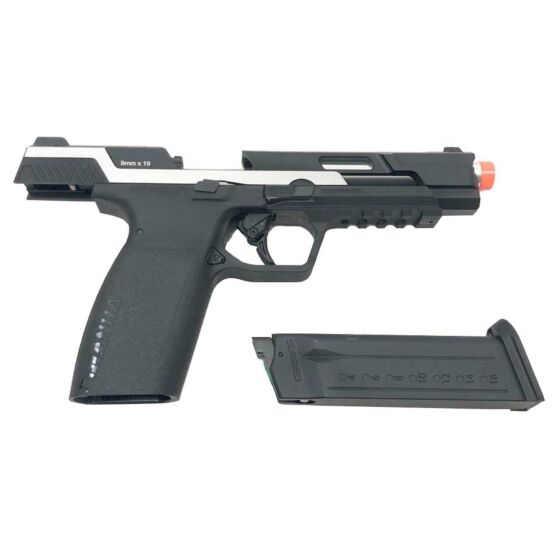 G&G PIRANHA MK I model blowback gas pistol (black/silver)