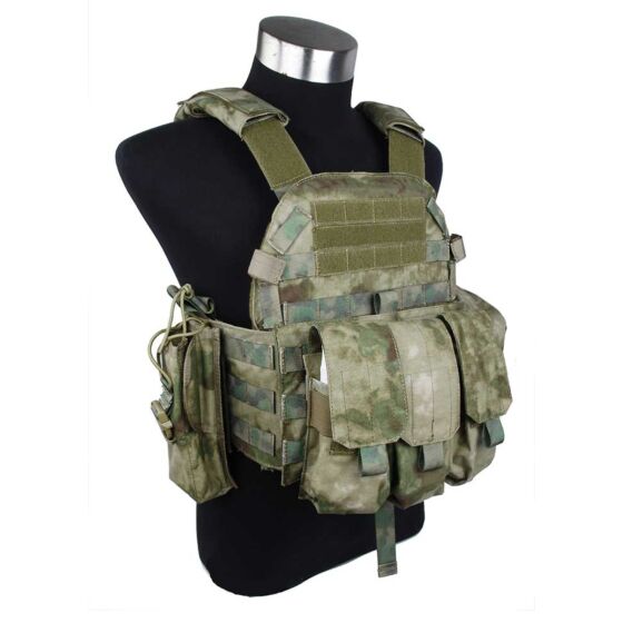 TMC giubbino tattico 6094 style plate carrier con 3 tasche (atacs-fg)