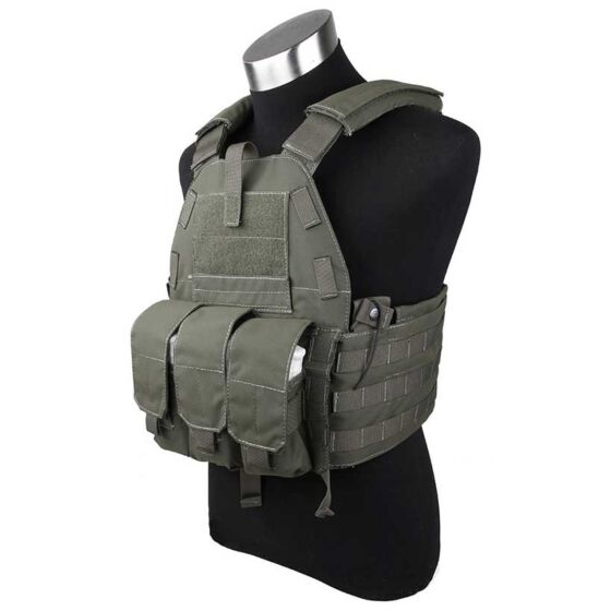 TMC giubbino tattico 94K plate carrier con 3 tasche (ranger green)