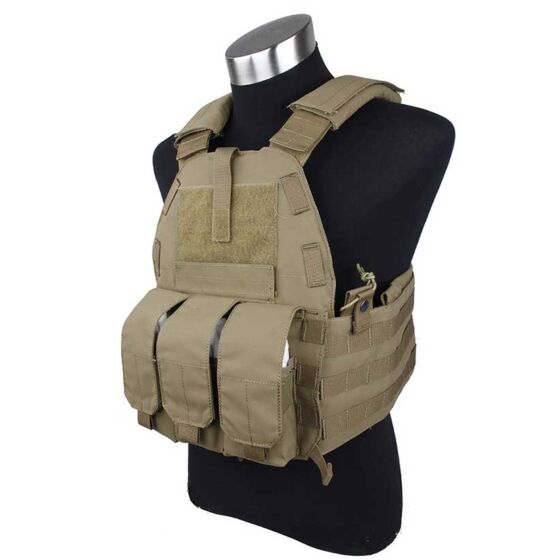 TMC giubbino tattico 94K plate carrier con 3 tasche (coyote brown)