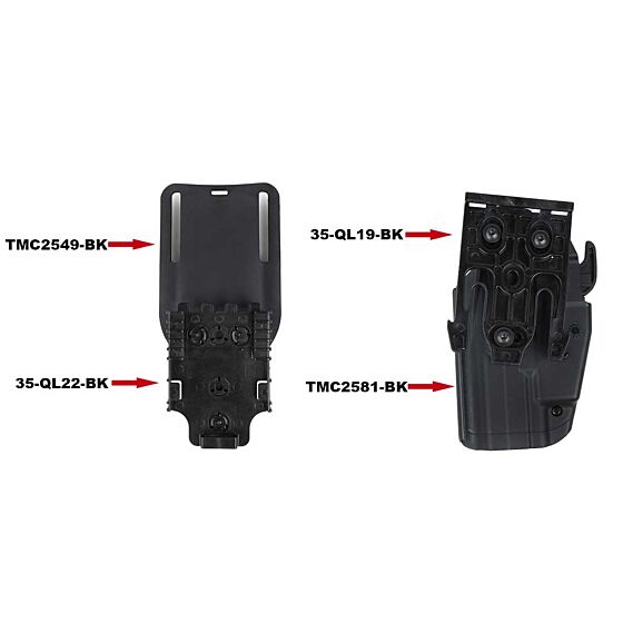 TMC fondina rigida 6x77 completa per pistola tipo glock/hk/mp9 (nera)