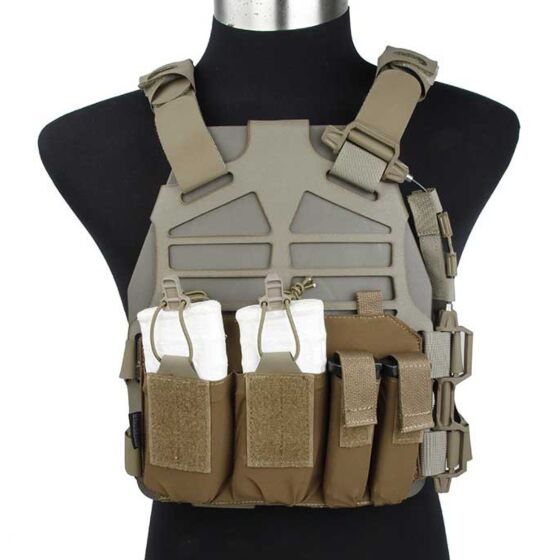 TMC tasca aperta caricatore fucile 5.56 + pistola 9mm per tattico frame plate carrier (coyote brown)