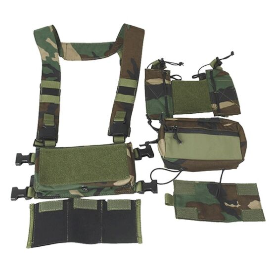 TMC Pettorina MCR chest rig set A (woodland camo)