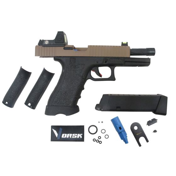 Vorsk pistola a gas g17 Custom BDS full metal (nera/tan)