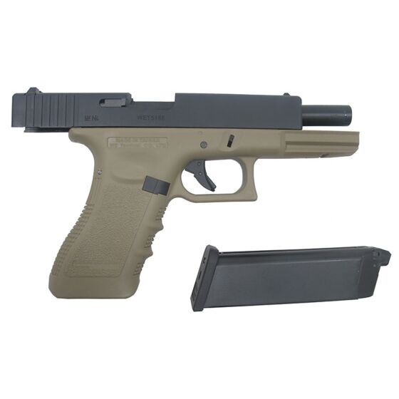 We g18 railed frame full metal gas pistol tan (gen.3)