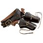 Denix DELUXE SET leather belt with twin holster and cartridges for revolver cal.45 pistol (matt brown)