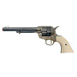 Denix pistola da collezione peacemaker 45 revolver lunga (dorata/incisa)