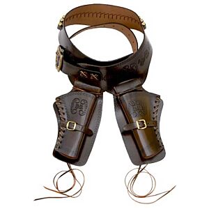 Denix SET cinturone DELUXE con doppia fondina e cartucce per pistola revolver cal.45 (marrone scuro)