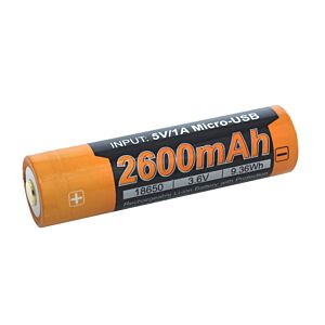 Fenix batteria 18650 3.6v 2600mha ricaricabile tramite micro usb