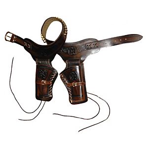 Denix cinturone con fondina doppia per pistola revolver cal.45 (marrone scuro)