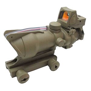 JJ airsoft ottica al trizio acog 4x32 style full set con red dot (tan)