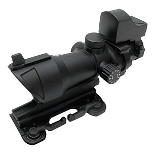 JJ airsoft ottica QD mount a reticolo illuminato acog 4x32 style full set con red dot