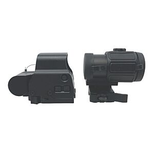 JJ airsoft set holo sight XPS3.2 + ingranditore 3x G43 con anello ribaltabile e flash killer (nero)