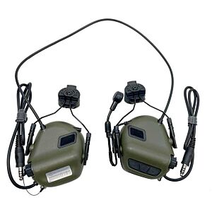 EARMOR cuffie radio ricevitore M32H MARK3 MILPRO DUAL COMMUNICATION per elmetti ARC (verdi)