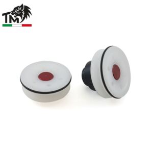 TopMax Testa pistone BIANCA con fori radiali e cuscinetto in DELRIN – TPBMM-D