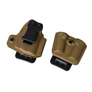 W&T Kydex gun + double Cart. holster for UMAREX Walther PDP pistol (dark earth)